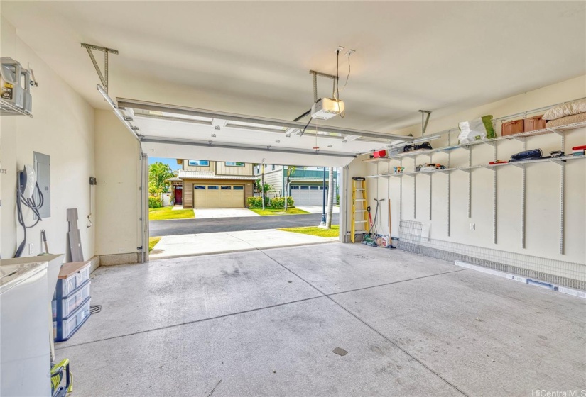 Two-car garage with 2-car driveway.