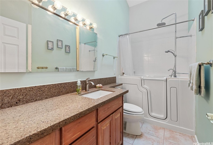 Downstairs hallway bathroom. Jacuzzi tub was installed in 2023 and only used a few times.