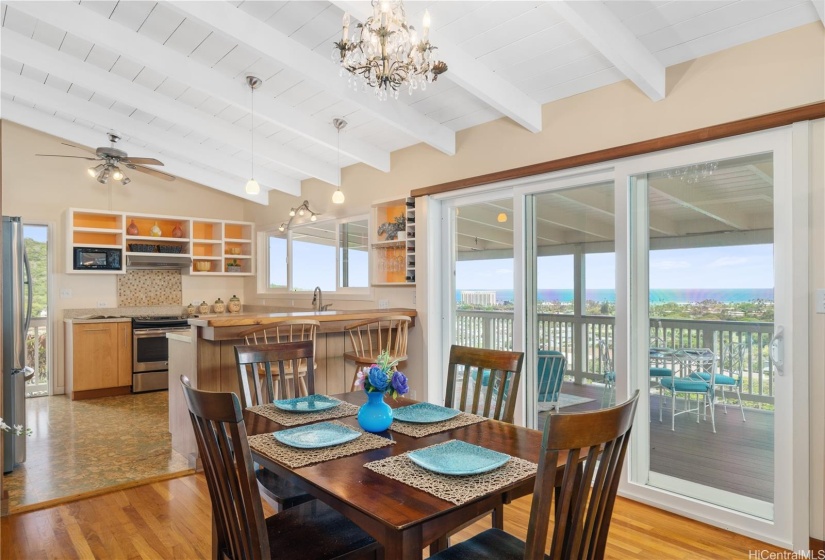 Enjoy stunning views of Kahala, emerald Waialae Country Club, and the azure ocean beyond whether you're dining indoors or enjoying outdoor dining on that huge 526 SF front lanai.