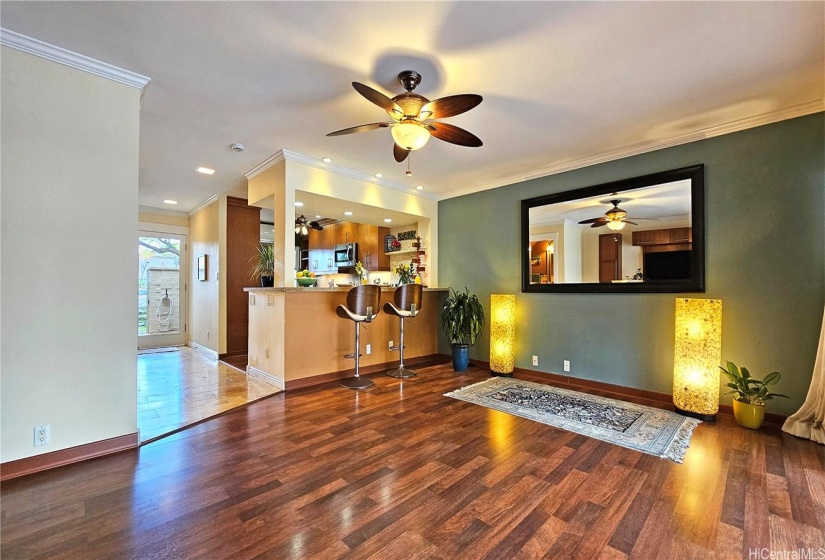 Living room and kitchen