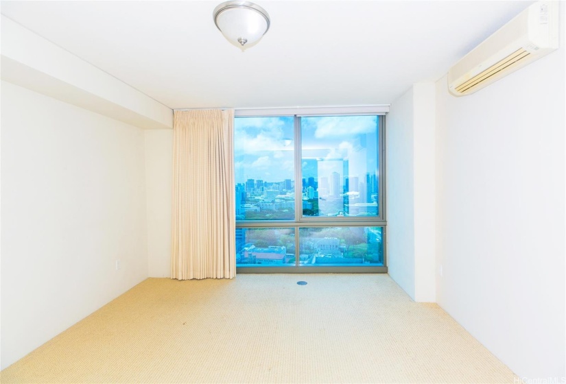 Floor to ceiling glass windows, with feature awning type in the bedrooms. This is the primary bedroom and view.