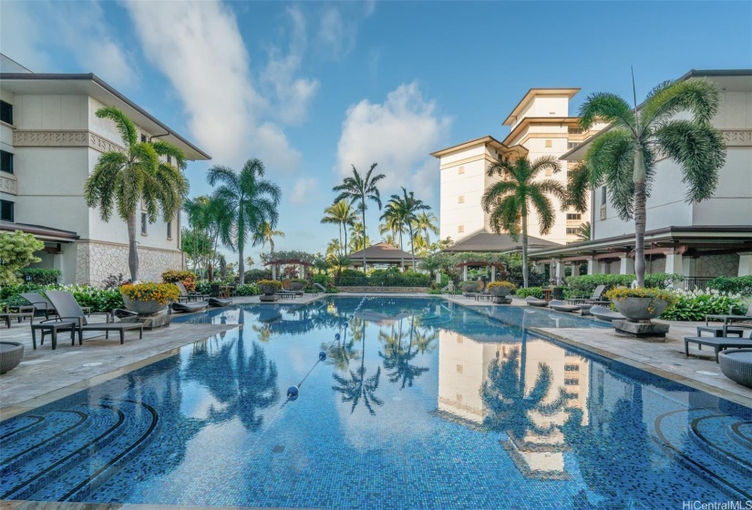 Heated saltwater lap pool located at the Ocean Tower