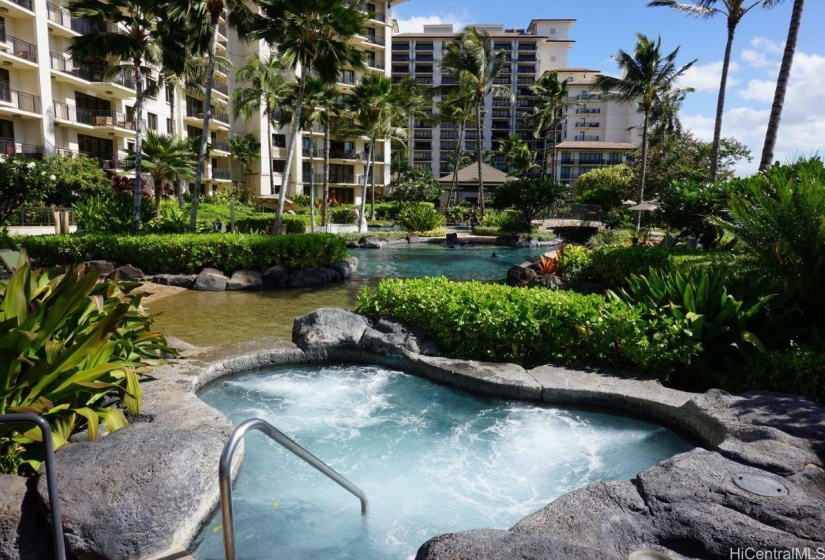 One of the Beach Villas hot tubs