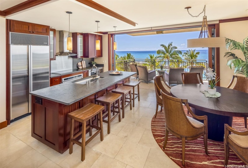 Chef Roy Yamaguchi-designed kitchen with dining area