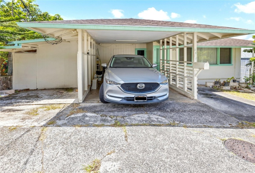 Attached, covered carport