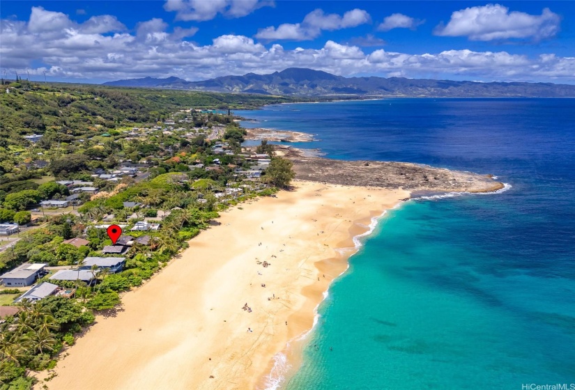 Aerial view of the expansive beach!