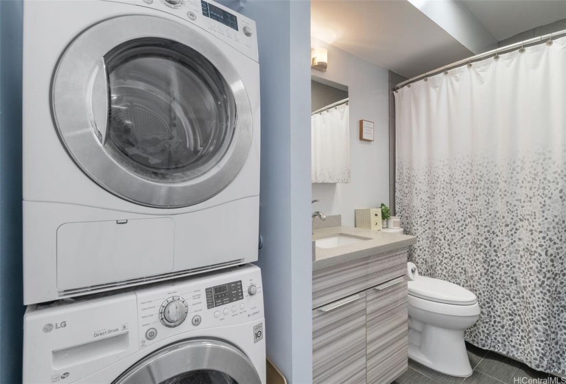 Laundry in guest bathroom