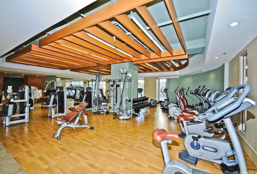 Custom designed work out center.  Equipment from Italy, with LCD screens on machines.