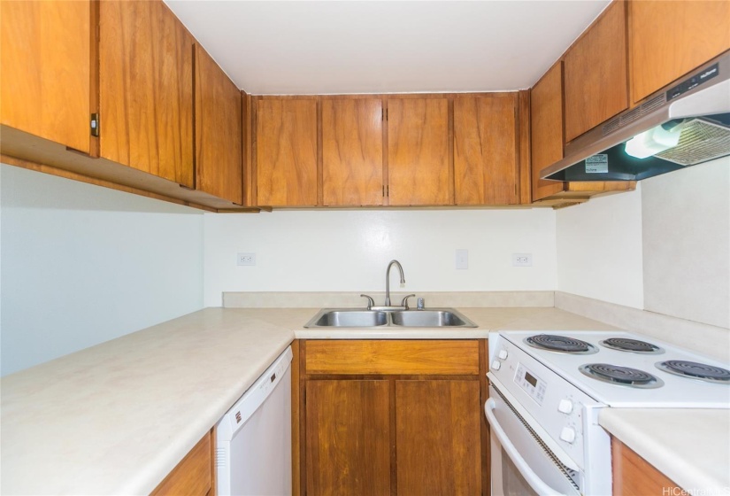 Your kitchen has plenty of cabinets and cupboard space, dishwasher...