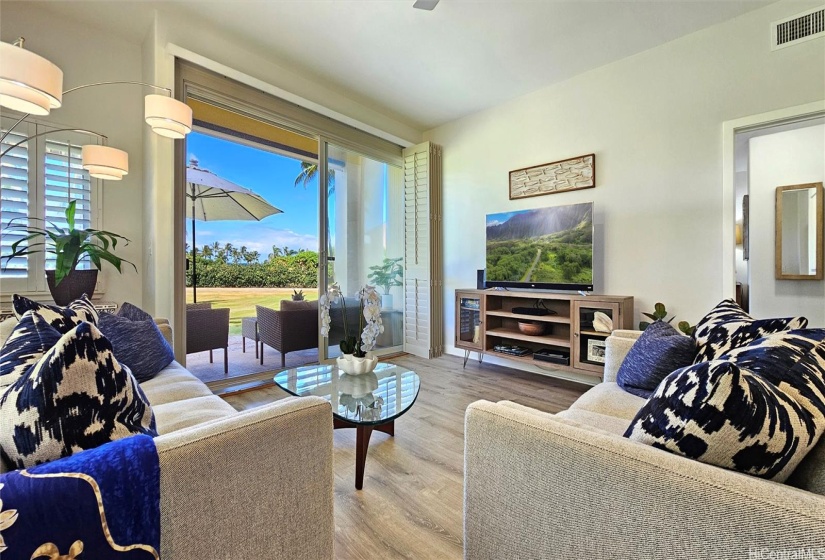 Living room towards patio