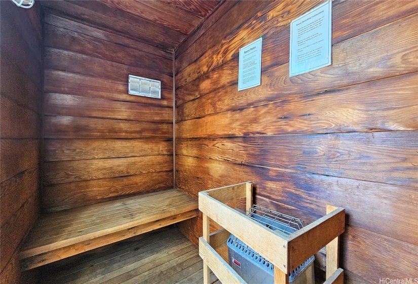 Sauna is located on the pool deck on the 5th floor.