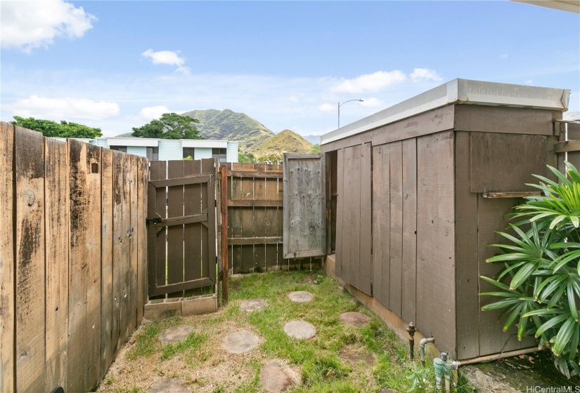 front yard with storage