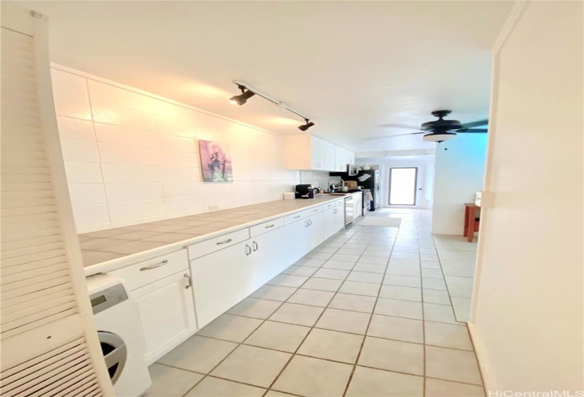 Kitchen counter space with washer