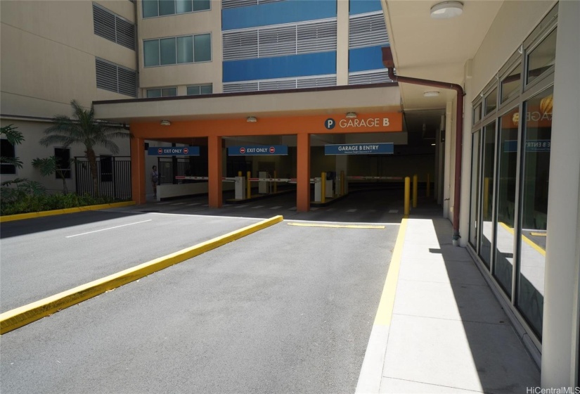 Entrance to parking structure of Tower B