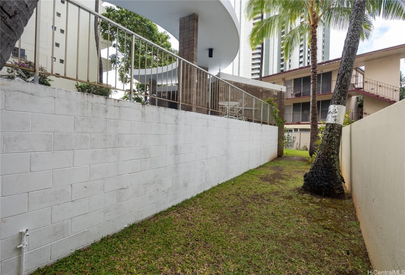 Dog walking path around pool area.