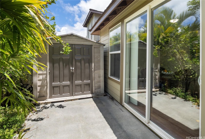 Shed on patio to remain with buyer!