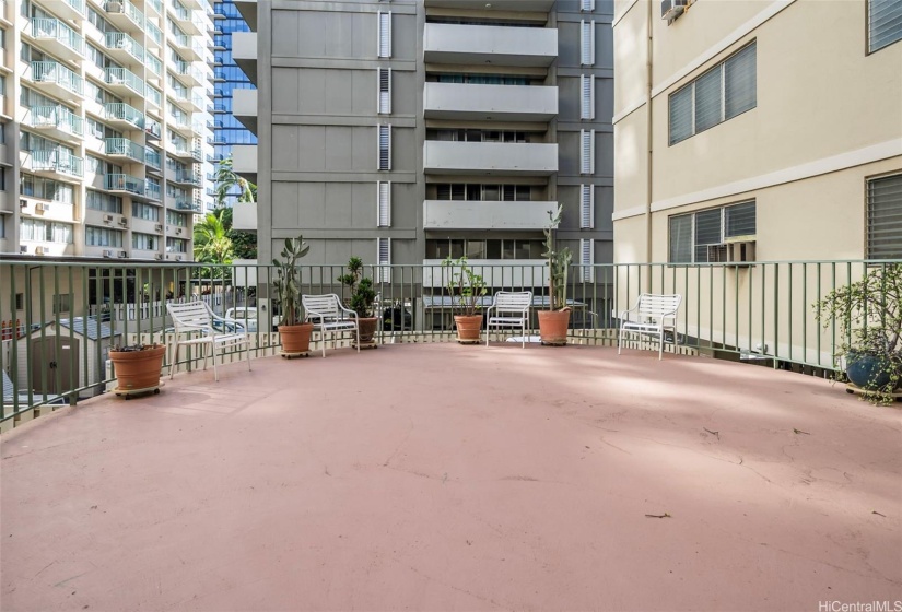 Common area sundeck adjacent to the unit