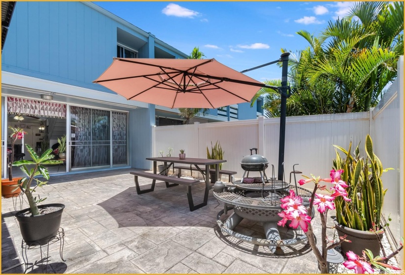 Large and Private Downstairs Back Patio