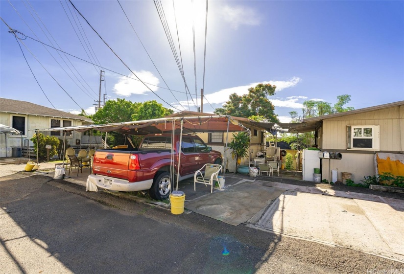 2 bed 1 bath unit #2 with covered carport with space for 3 cars