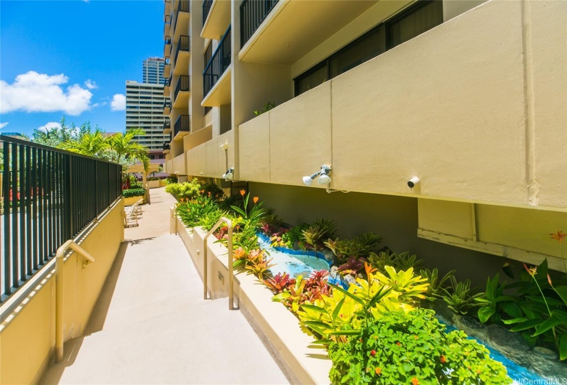 Walkway to BBQ area