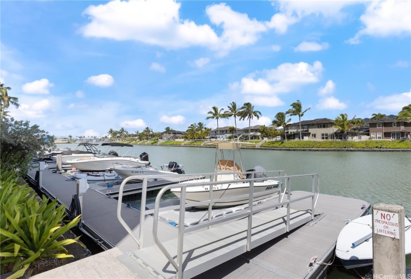 Boat docks are for the owners' use.  Garages for water toys are also available.