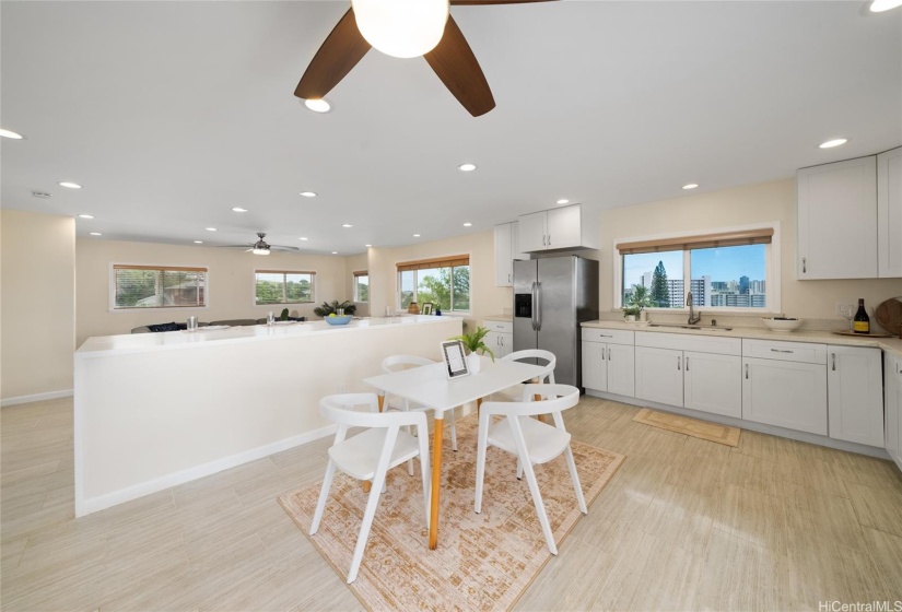 Upstairs wet bar and dining area