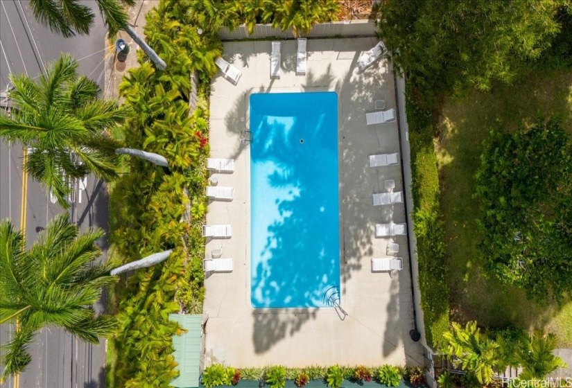 Lush landscaping around the pool and park like recreation area.   There is also a small meeting room and a shared community storage area.