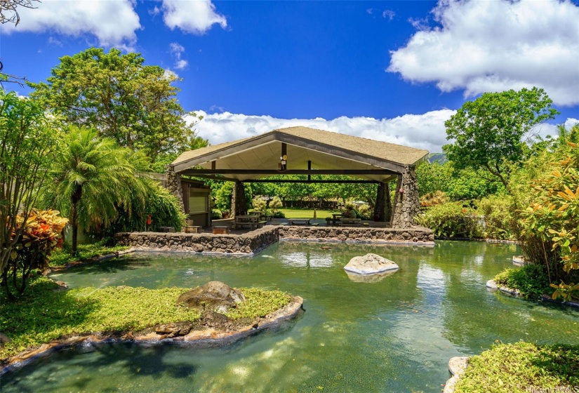 Pavilion  and water feature area