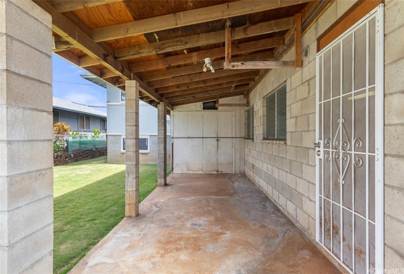 Covered patio #1 and bonus covered storage. Separate entrance #4 into the downstairs addition