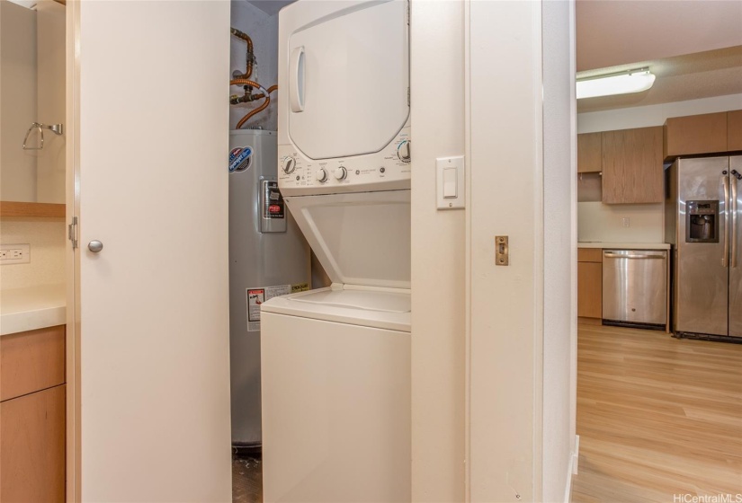 Washer-Dryer is located in the guest bathroom.