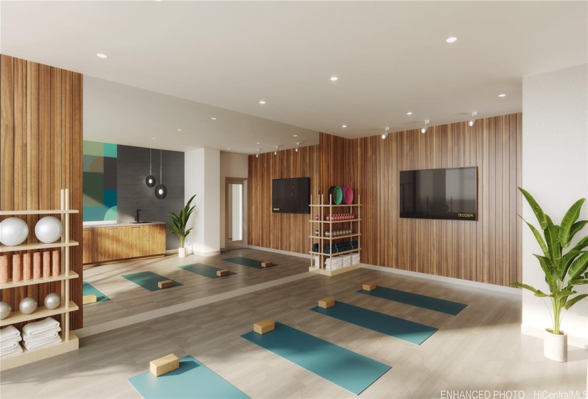 Yoga and Dance Room - Enhanced Artistic Rendering