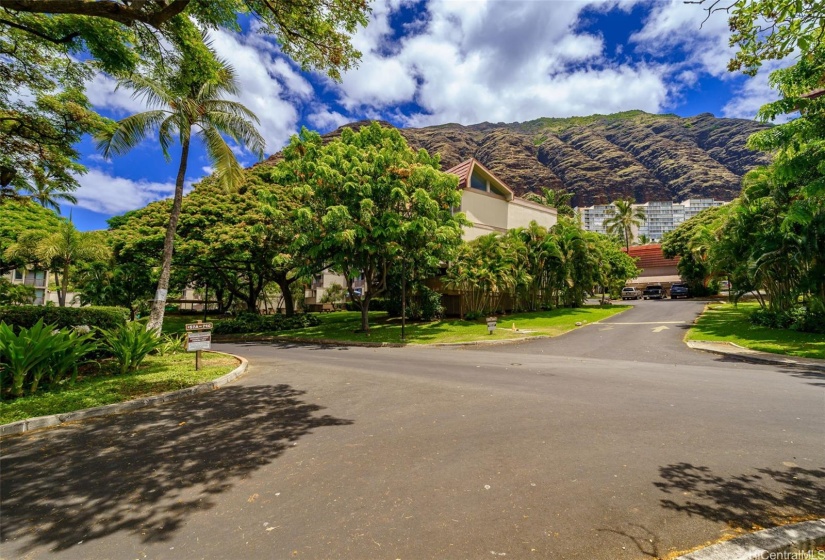 Go thru Makaha Valley Plantations and you will find peacocks, lush landscaping, and serene mountain views