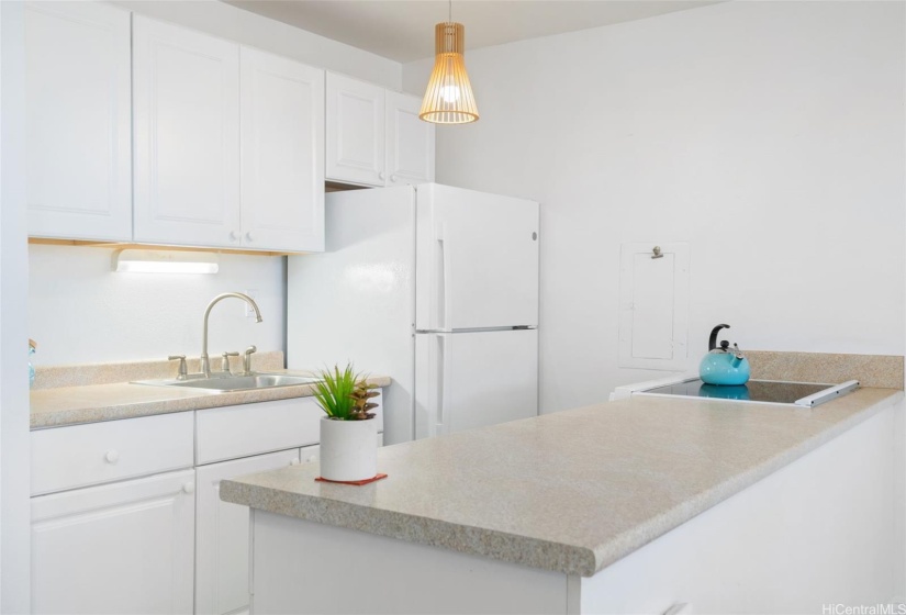 Kitchen with Corian counter tops