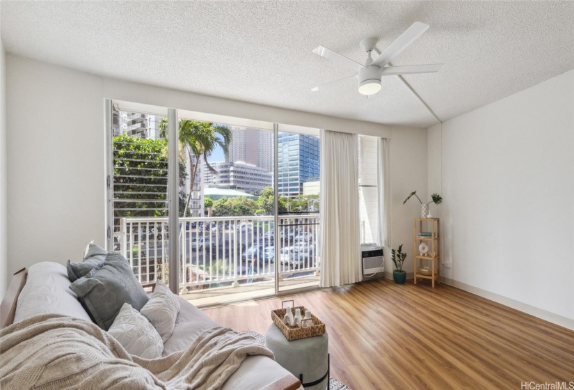 Living space opens to a lanai.