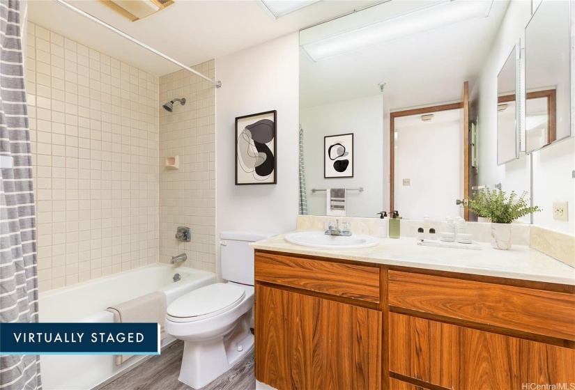 Staged hallway bathroom