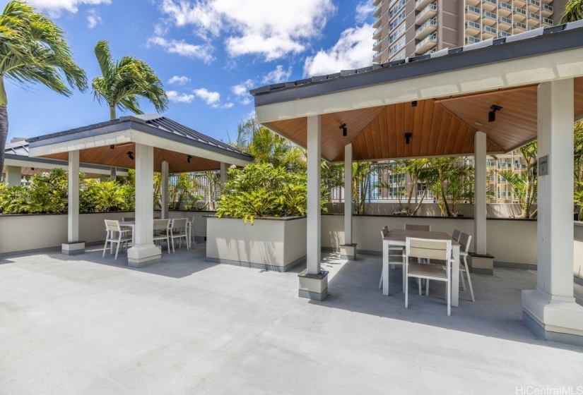 Cabanas on amenities deck.