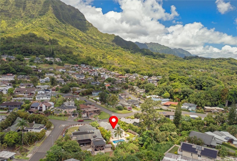 Nestled in Maunawili valley surrounded by stunning mountains.