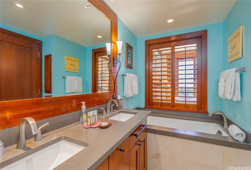 Primary Bath with Double Sinks & Sunken Tub (and a Walk-in Shower)