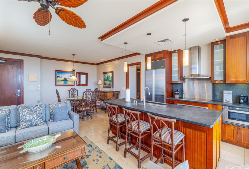 Open Kitchen with Counter Stools