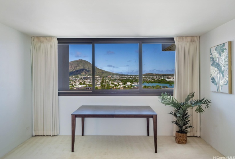 Picture perfect view of Koko Head and the marina from the 2nd bedroom.