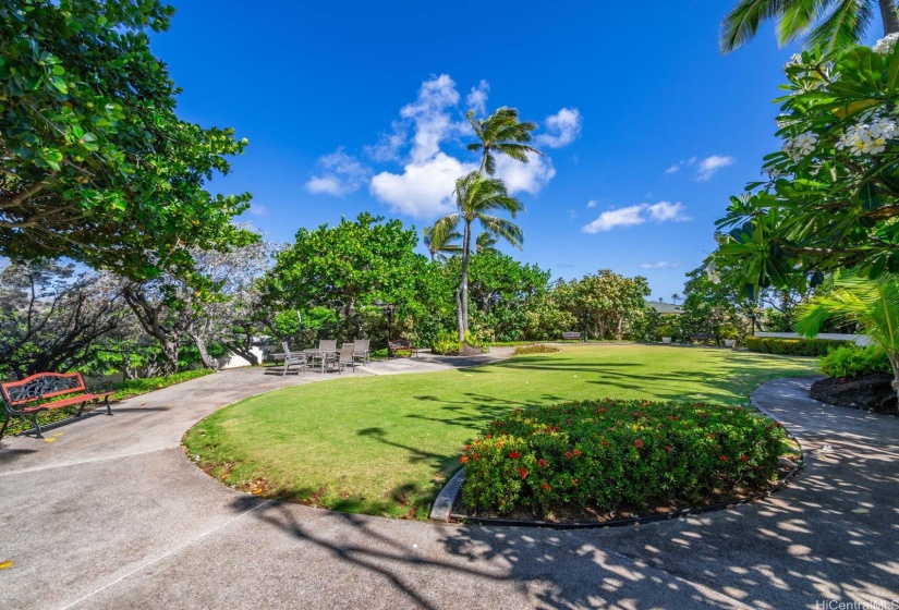 Plenty of lush green space for strolls or meditation.