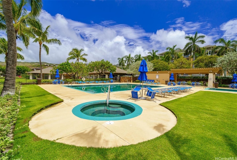 Pool area and spa.