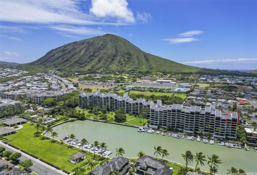 The Esplanade marina view. Unit 17A is marked and on the far right of photo.