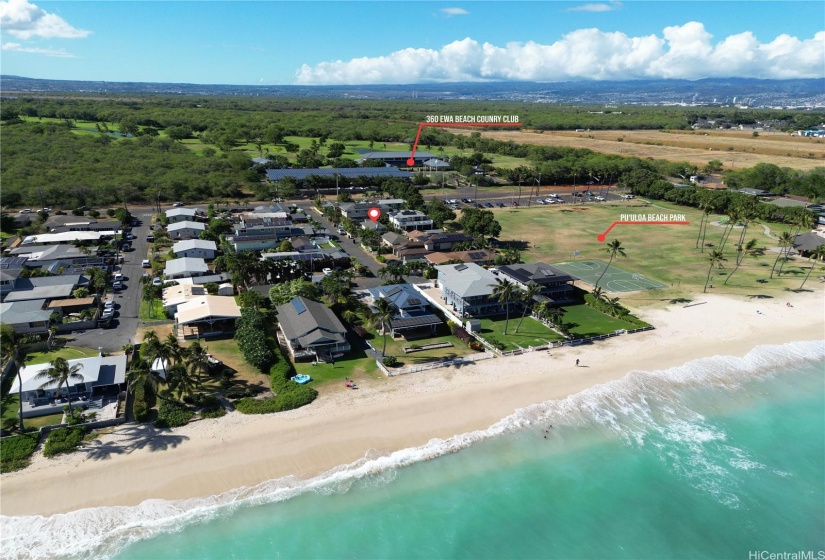 Ewa Country Club golf course is right across the main road and Pu'uloa Beach Park next door.