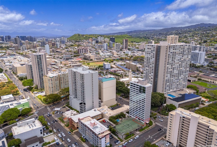 The location offers unparalleled convenience.  Just a short distance to the University of Hawaii, Punahou &Maryknoll schools, Kapiolani Medical Center, and Shriner’s Hospital. Just a short drive to Iolani School, Waikiki, Ala Moana Center/Park/Beach, Downtown Honolulu, and endless dining, shopping, and entertainment options. Bus stops one block away and H-1 east/west access within a few blocks.