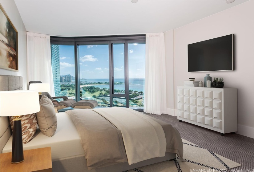 Wake up to views of Diamond Head or watch the Friday night fireworks while relaxing here (Virtually Enhanced)