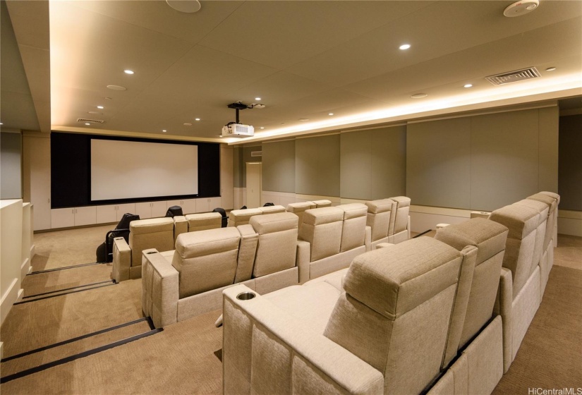 A movie theater to enjoy film, TV shows or even video games.  Don't forget to ask the staff to pop you fresh popcorn!