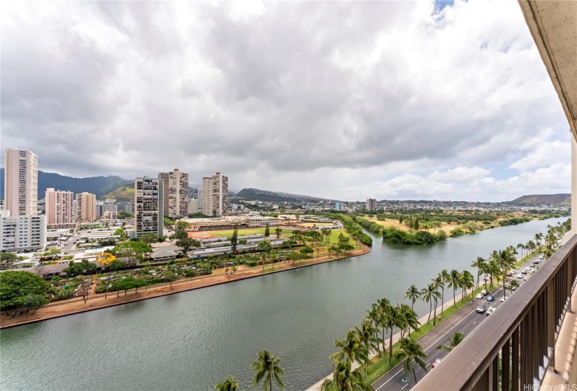 Views of the ala wai and mountains from the living area