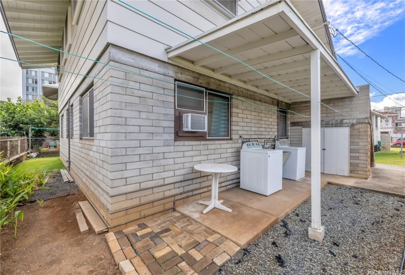 Covered Laundry Station for Apt B and D.