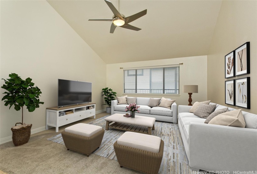 spacious second living room , virtually staged. 